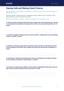 Free Personal Safety Worksheet for Year 4 | HASS / Personal Development | BookFlik