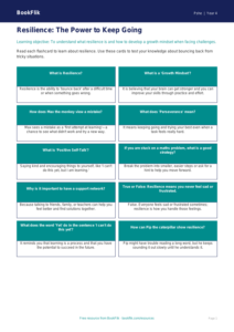 Free Resilience Flashcards | Year 4 | HASS / Personal Development | BookFlik