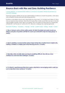 Free Resilience Worksheet | Year 4 | HASS / Personal Development | BookFlik