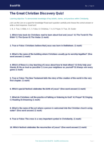 Christianity Quiz for Year 4 | Religious Education | BookFlik