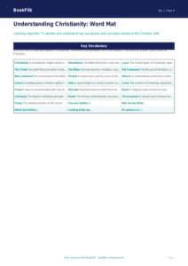 Christianity Word Mat for Year 4 | Religious Education | BookFlik