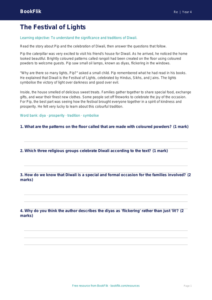 Free Diwali Comprehension | Year 4 | Religious Education | BookFlik