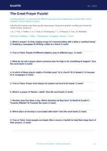 Year 4 Prayer Quiz | Religious Education Resources | BookFlik