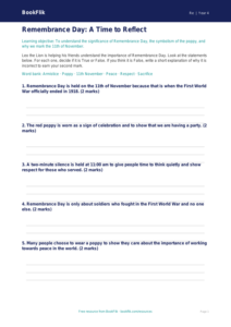 Free Remembrance Day Activity Sheet | Year 4 | Religious Education | BookFlik