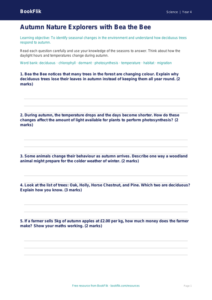 Free Autumn Science Worksheet | Year 4 | Science | BookFlik