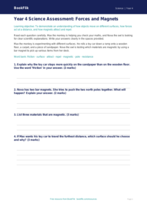 Free Forces Assessment | Year 4 | Science | BookFlik