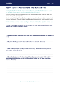 Science human body assessment year 4 core