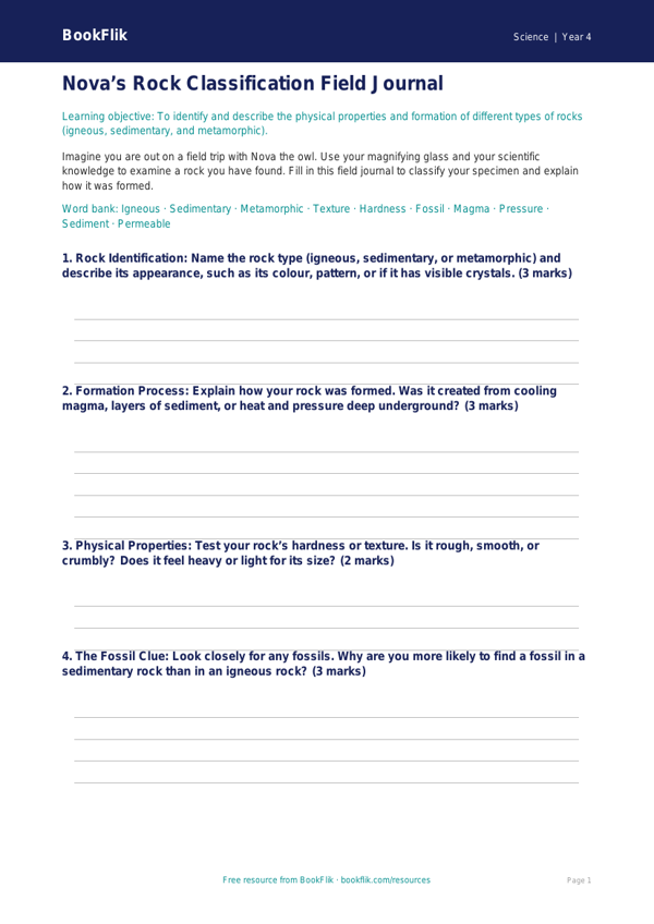 Science rocks template year 4 core worksheet preview — Science Rocks