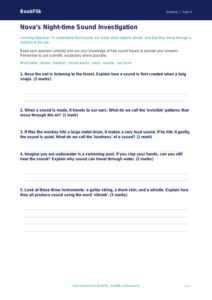 Science sound worksheet year 4 core