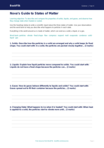 Science states of matter writing frame year 4 core