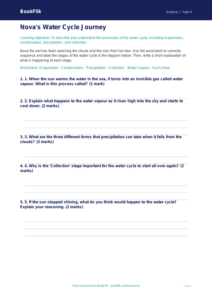 Science water cycle activity sheet year 4 core