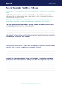 Free Clothes Template | Year 4 | Spanish | BookFlik