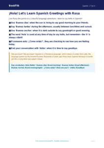 Spanish greetings poster year 4 core