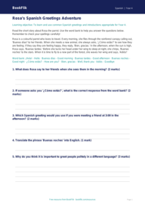 Spanish greetings track sheet year 4 core