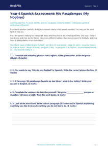 Free Hobbies Assessment | Year 4 | Spanish | BookFlik