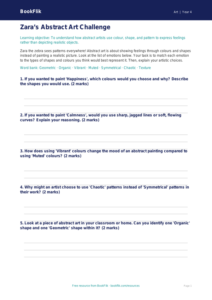 Art abstract art activity sheet class 4 core