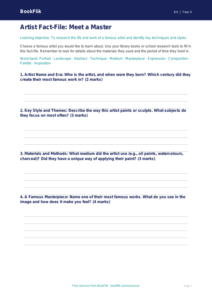 Free Famous Artists Template | Class 4 | Art | BookFlik