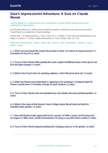 Art monet quiz class 4 core