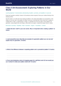 Free Pattern Assessment | Class 4 | Art | BookFlik