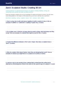 Free Sculpture Worksheet | Class 4 | Art | BookFlik