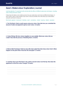 Art watercolour template class 4 core