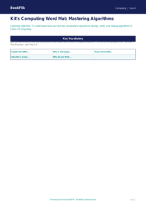Free Algorithms Word Mat | Class 4 | Computing | BookFlik