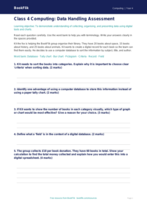 Free Data Handling Assessment | Class 4 | Computing | BookFlik