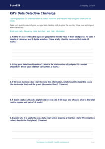 Free Data Handling Worksheet | Class 4 | Computing | BookFlik