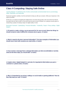 Stay Safe Online: Free Internet Safety Assessment for Class 4 | BookFlik