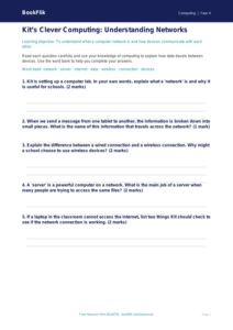 Free Networks Worksheet | Class 4 | Computing | BookFlik