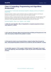 Free Programming Assessment for Class 4 | Computing | BookFlik