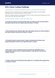 Free Programming Worksheet for Class 4 | Computing | BookFlik