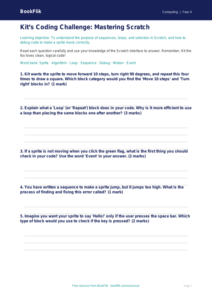 Free Scratch Worksheet | Class 4 | Computing | BookFlik