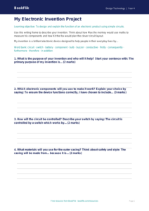 Free Electronics Writing Frame | Class 4 | Design Technology | BookFlik