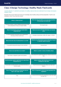Healthy Meals for Class 4 | Free Design Technology Resource | BookFlik