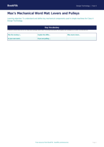 Free Levers And Pulleys Word Mat | Class 4 | Design Technology | BookFlik