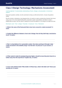 Free Mechanisms Assessment for Class 4 | Design Technology | BookFlik