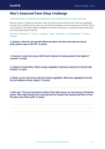 Free Seasonal Food Activity Sheet | Class 4 | Design Technology | BookFlik
