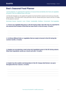Free Seasonal Food Template | Class 4 | Design Technology | BookFlik