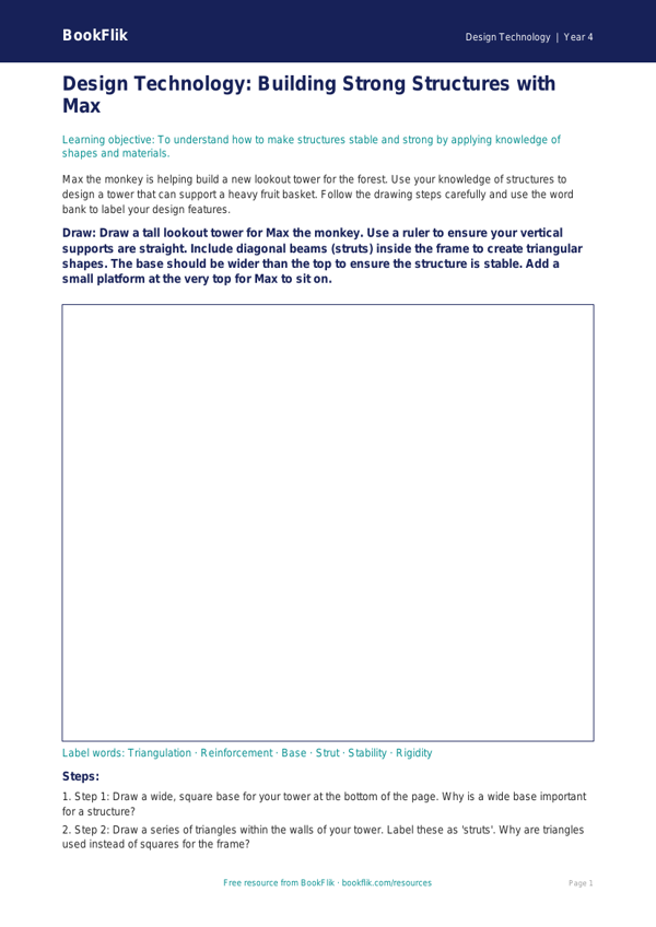 Free Structures Drawing Sheet | Class 4 | Design Technology | BookFlik worksheet preview — Design-Technology Structures