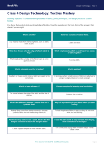 Free Textiles Flashcards | Class 4 | Design Technology | BookFlik