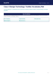 Free Textiles Word Mat | Class 4 | Design Technology | BookFlik