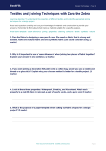 Free Textiles Worksheet | Class 4 | Design Technology | BookFlik