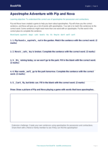 Free Apostrophes Activity Sheet | Class 4 | English | BookFlik