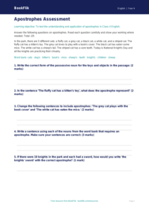 Free Apostrophes Assessment | Class 4 | English | BookFlik