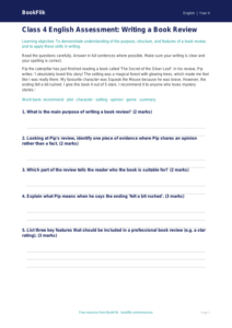 English book review assessment class 4 core
