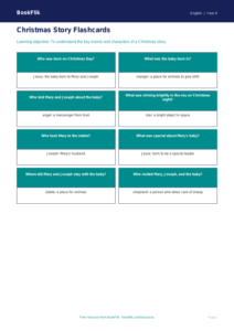 Free Christmas Story Flashcards | Class 4 | English | BookFlik