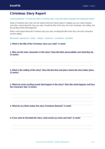 Free Christmas Story Template | Class 4 | English | BookFlik