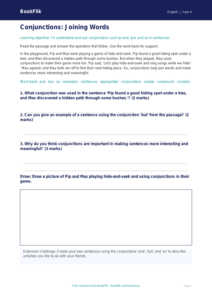 Free Conjunctions Comprehension | Class 4 | English | BookFlik