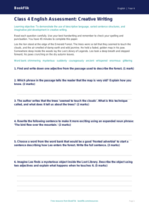 English creative writing assessment class 4 core
